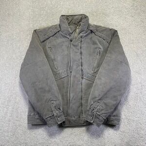 Vintage Members Only Express Jacket Mens L? Grey Bomber Cotton Plaid Wool Lined